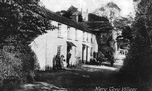 An old photograph of Mary Tavy Village